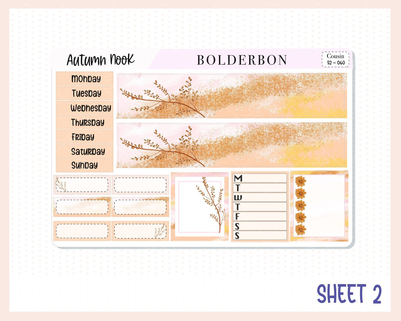 AUTUMN NOOK Hobonichi Cousin || Weekly Planner Sticker Kit Hand Drawn