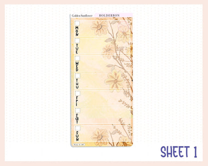 GOLDEN SUNFLOWER Hobonichi Weeks || Weekly Planner Sticker Kit