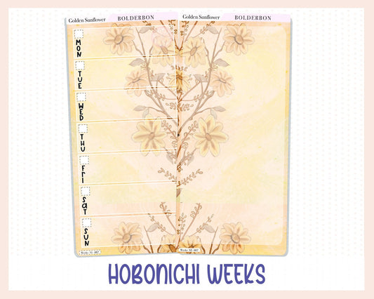 GOLDEN SUNFLOWER Hobonichi Weeks || Weekly Planner Sticker Kit