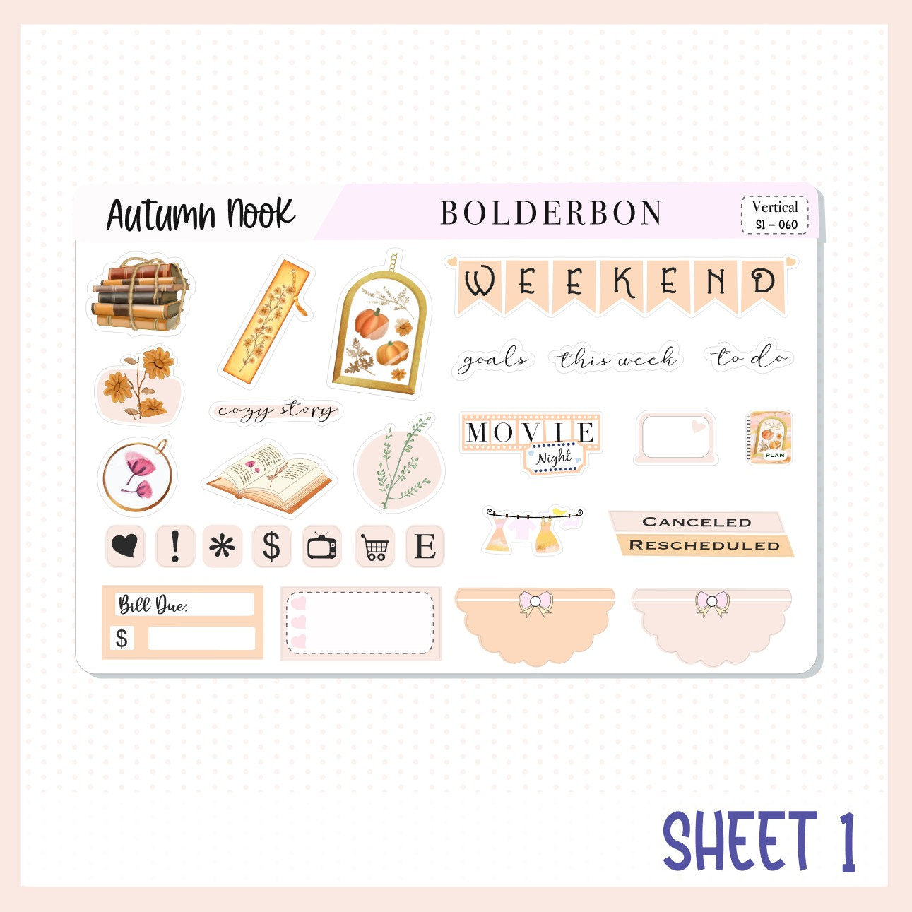 AUTUMN NOOK || 7x9 Vertical Planner Sticker Kit