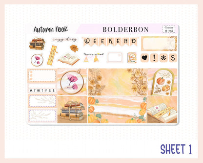 AUTUMN NOOK Hobonichi Cousin || Weekly Planner Sticker Kit Hand Drawn