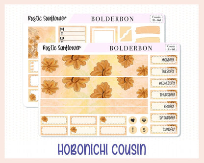 RUSTIC SUNFLOWER Hobonichi Cousin || Weekly Planner Sticker Kit Hand Drawn