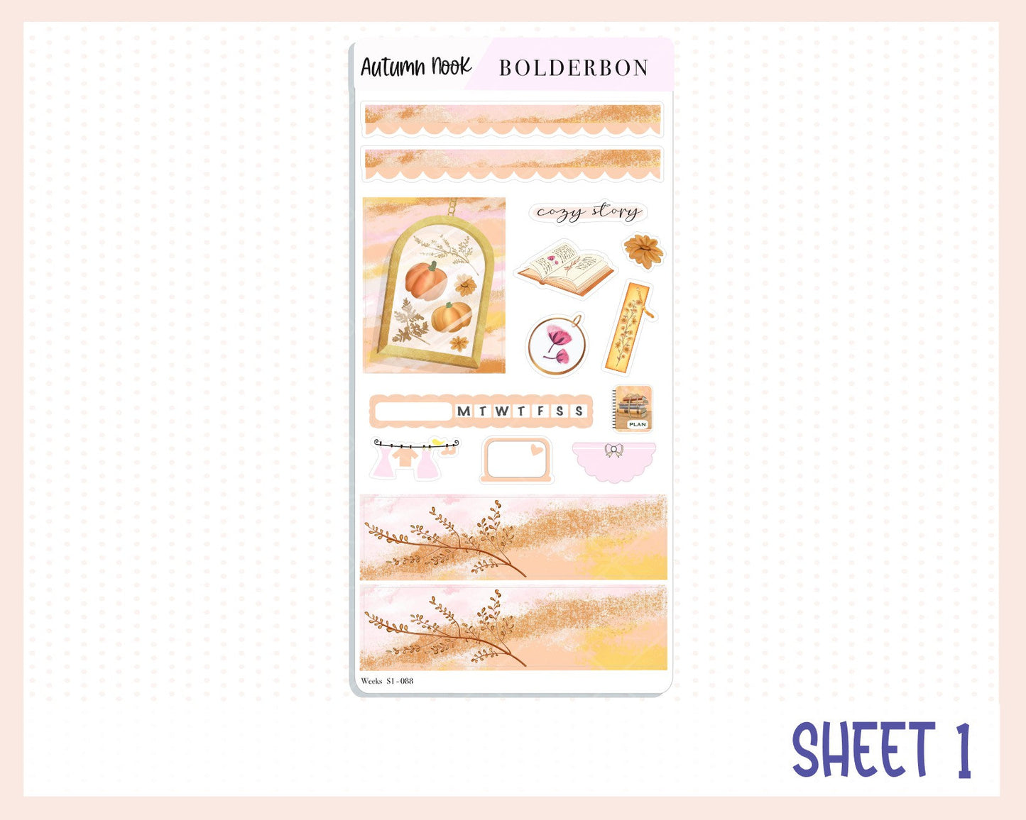 AUTUMN NOOK Hobonichi Weeks || Weekly Planner Sticker Kit