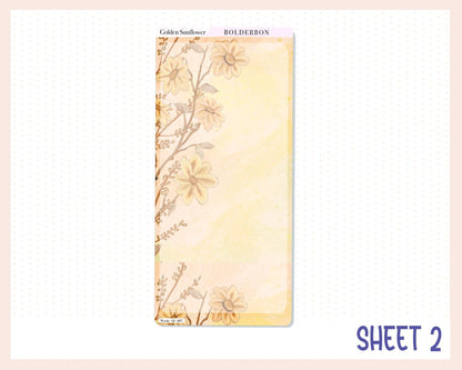 GOLDEN SUNFLOWER Hobonichi Weeks || Weekly Planner Sticker Kit