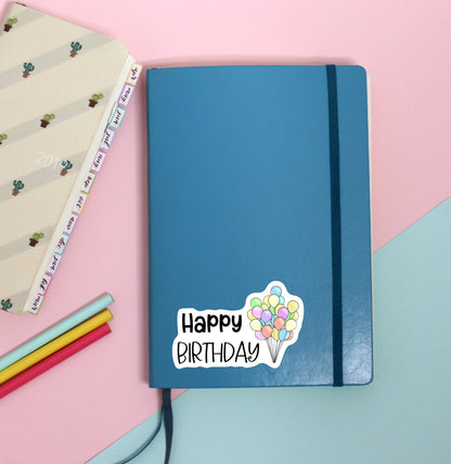 HAPPY BIRTHDAY || Cute Hand Drawn Vinyl Sticker, Celebration, Gift, Decal